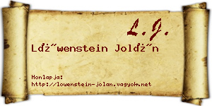 Löwenstein Jolán névjegykártya